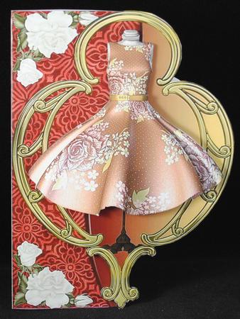 Rosy Glow - Art Deco Framed Dress Shaped Card Mini Kit by Yvonne Middleton