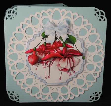 Fuschia Flowers Decoupage Card Topper by Yvonne Middleton