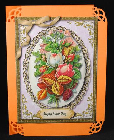 A5 Beautiful Flowers in a Gold Oval Frame  by Yvonne Middleton