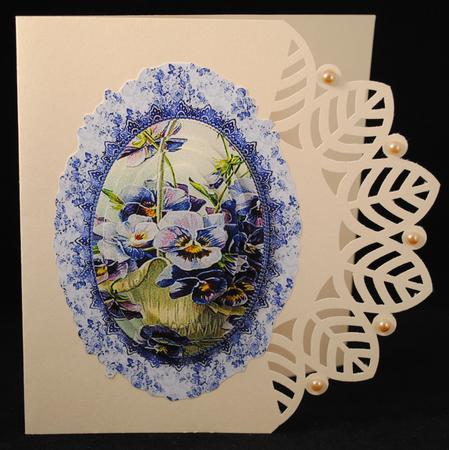 Lilac Pansies in a Basket Oval Pyramids by Yvonne Middleton