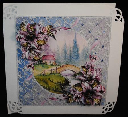 Bridge Over the River Card with Decoupage by Yvonne Middleton