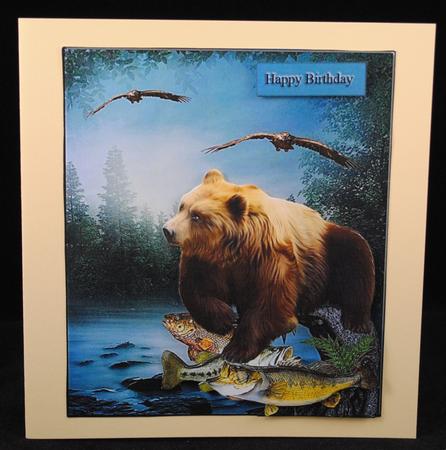 Grizzly Bear with Fish and Decoupage by Yvonne Middleton