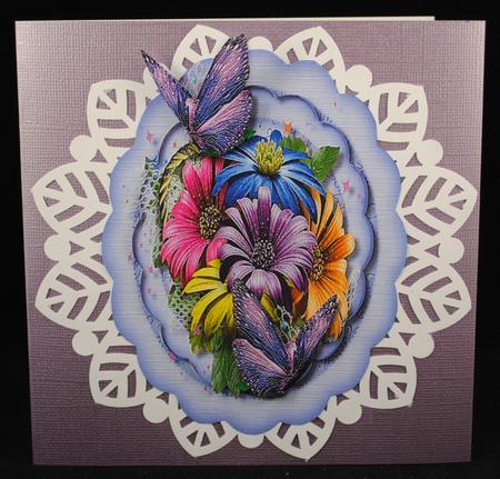 Lovely Scalloped Topper with Gerbera and Butterflys by Yvonne Middleton