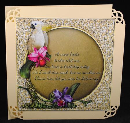 Cockatoo and Orchids 8x8 Card by Yvonne Middleton