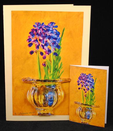 Purple Flowers and Golden Background by Yvonne Middleton