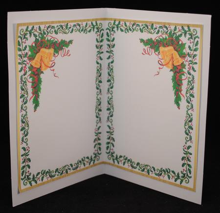 A5 Holly and Gold Bells Incert with Gold Boarder by Yvonne Middleton