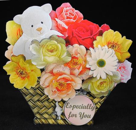 Teddy and Flowers Gift Basket Card Mini Kit by Yvonne Middleton