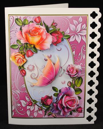 Roses and Butterfly 7x5 Card Front by Yvonne Middleton