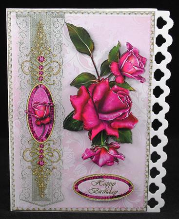 Vibrant Roses with Ornate Border Card Front by Yvonne Middleton