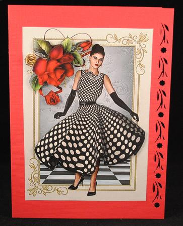 1950`s Lady with Red Roses by Yvonne Middleton