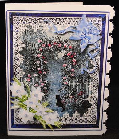 Twilight Garden with Black Cat Decoupage Sheet by Yvonne Middleton