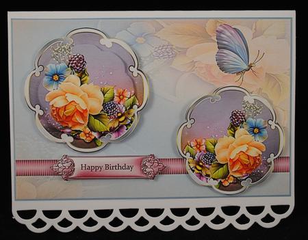 English Rose,card with Petal Toppers by Yvonne Middleton