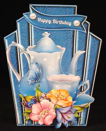 Blue Tea Art Deco Card Kit by Yvonne Middleton