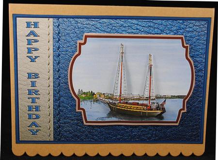 Leather Bound Tall Ship Card by Yvonne Middleton