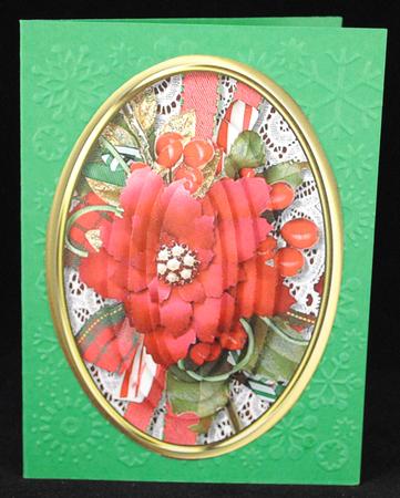 Beautiful Poinsettia in a Oval Gold Frame by Yvonne Middleton