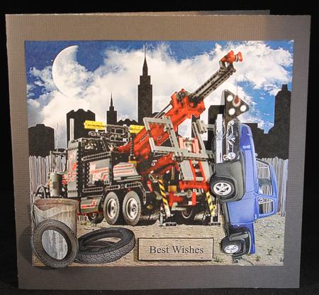 Tow Truck Wrecking Topper with Decoupage by Yvonne Middleton