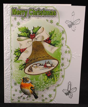 Bell with Holly, Scene & Robin Topper & Card by Yvonne Middleton