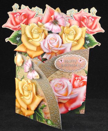 Wrap Flaps Flower Shape Card a Bunch of Roses by Yvonne Middleton