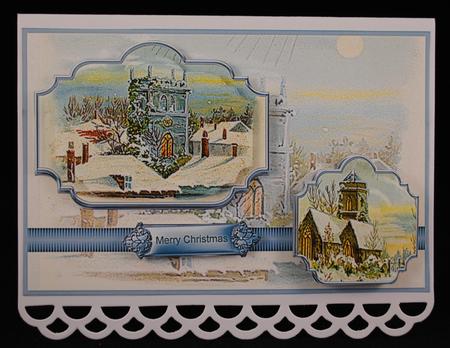 Vintage Winter Church Scene Quick Card by Yvonne Middleton