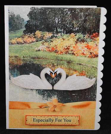 Swan Couple Floral Lake Scene Topper & Decoupage by Yvonne Middleton