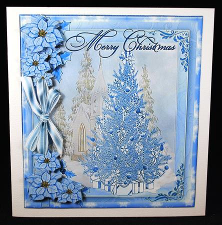 Beautiful Blue Poinsettias and Tree  by Yvonne Middleton
