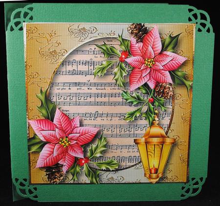 Pink Poinsettia Christmas Lantern & Sheet Music by Yvonne Middleton