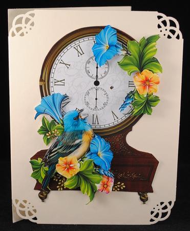 Fabulous Floral Clock Shaped Topper - Bluebird by Yvonne Middleton