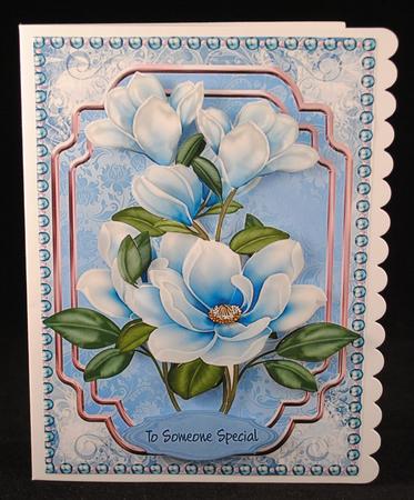Beautiful Blue Magnolias with Pearls  by Yvonne Middleton