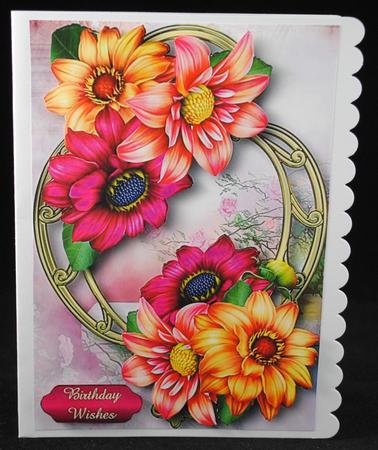 Gorgeous Dahlias on a Golden Frame by Yvonne Middleton