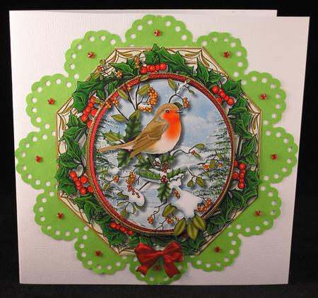 Octaganal Easel or Topper Robin in the Tree. by Yvonne Middleton
