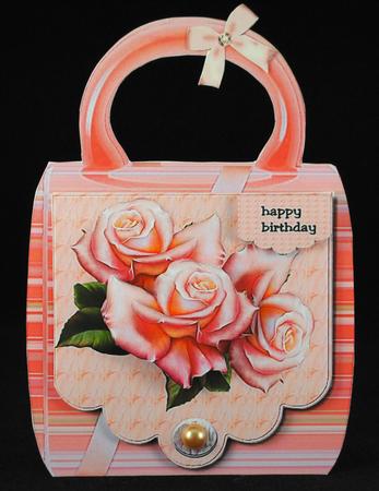 Mini Kit Hand Bag Pink Satin Roses by Yvonne Middleton