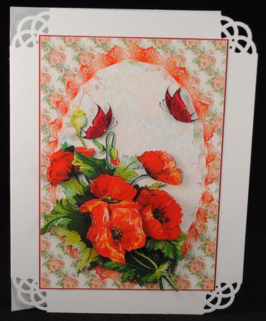 Red Poppies Card Front and Decoupage by Yvonne Middleton