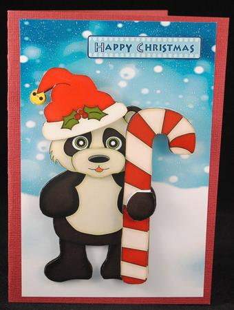 Christmas Panda Step by Step Card Front by Yvonne Middleton