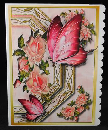 Stunning Butterflies and Roses in a Gold Frame by Yvonne Middleton