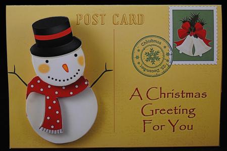 Snowman Postcard and Insert by Yvonne Middleton