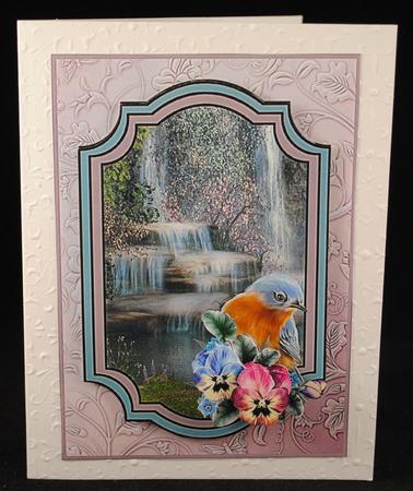 Waterfall Bird Scene by Yvonne Middleton