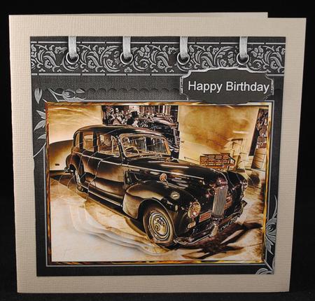 Vintage Car Card with Shaped Layers by Yvonne Middleton