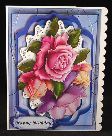 Lovely Lilac Roses on Battenburge Lace  by Yvonne Middleton