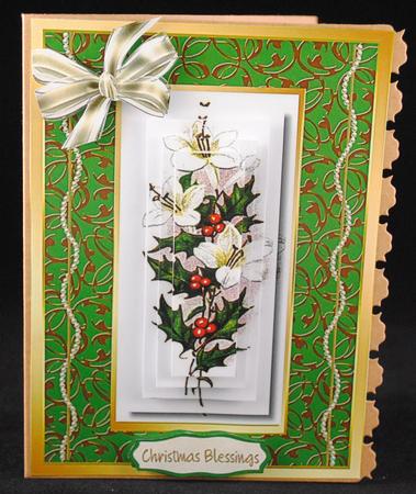 Lovely Holly and Christmas Roses in Pyramid by Yvonne Middleton