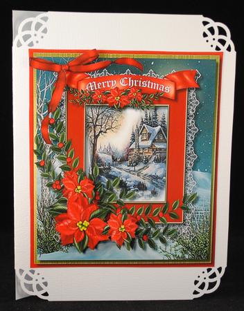 Beautiful Christmas Scene and Poinsettias  by Yvonne Middleton