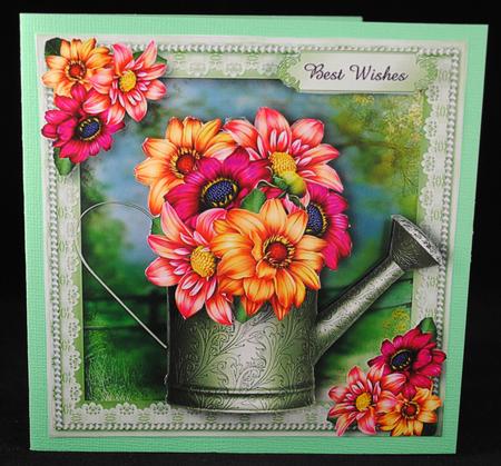 Fabulous Dahlias Vintage Watering Can by Yvonne Middleton