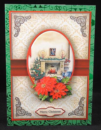 Fireplace & Poinsettias Quick Card by Yvonne Middleton