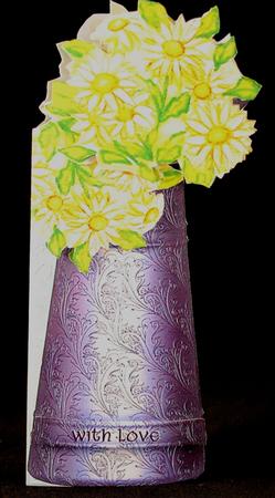 Jug of Daisies - Shaped Dl Card with Decoupage by Yvonne Middleton