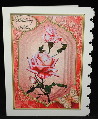 Pink Roses Fancy Pyramid Card by Yvonne Middleton