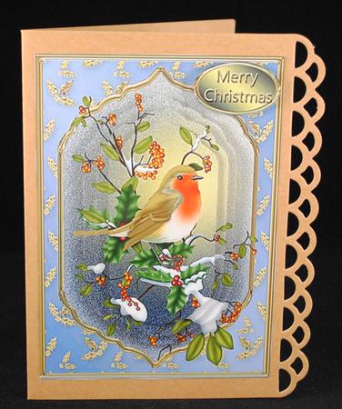 Christmas Robin Fancy Pyramid Card by Yvonne Middleton
