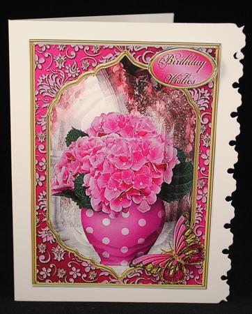 Pot of Hydrangeas Fancy Pyramid Card by Yvonne Middleton