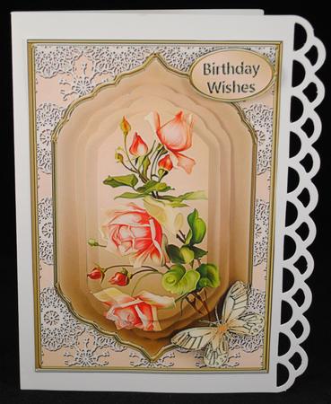 Vintage Roses Fancy Pyramid Card by Yvonne Middleton