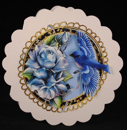 Beautiful Pale Blue Rose with Bird Topper by Yvonne Middleton