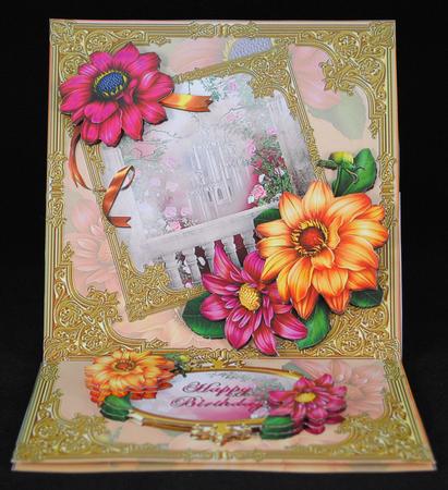 Gold Framed Dahlias Large Easel Card Kit by Yvonne Middleton