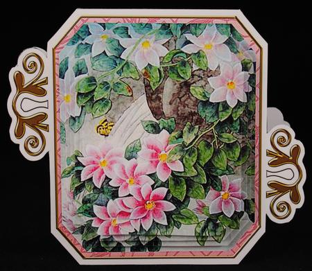 Oriental Pink Clemetis Fancy Emerald Decoupage Mini Kit by Yvonne Middleton